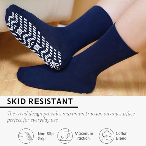 Image of ZAKASA Non Slip Grip Socks - Non Skid Crew Grippy Socks for Men Women Anti Slip Grippers for Elderly Hospital Yoga Pilates