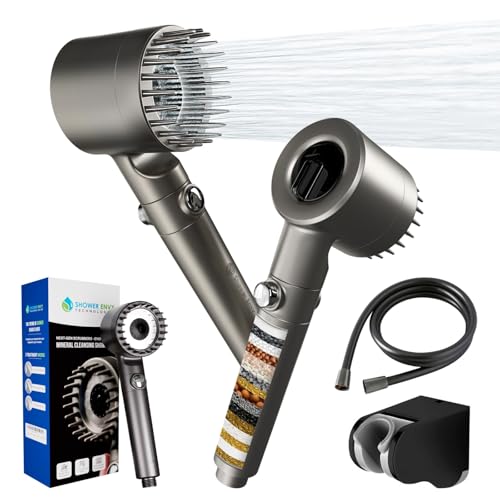 Shower envy Pure X Filtered Shower Head High Pressure Multiple Spray Modes Flow-Pause Lever Hard Water Purifier