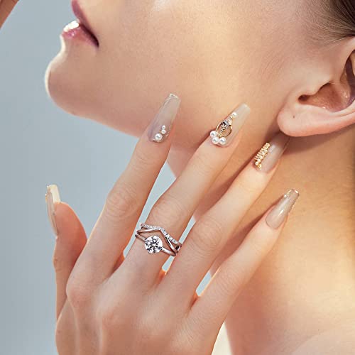 MOOSEA North Star Moissanite Engagement Ring, 1.5ct Round D Color VVS1 Clarity Lab Created Moissanite, 14K White Gold Vermeil Compass Setting, Modern Style, White Gold, Female, Engagement Ring4