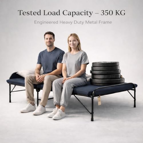 Image of Nattnak Premium Folding Bed Single with Mattress | Heavy Duty Metal Cot | Portable Foldable Bed 3ft x 6ft | Space-Saving Multi-Purpose Bed | No Assembly | Ideal for Bedroom & Rented Apartments | Heavy Duty Frame