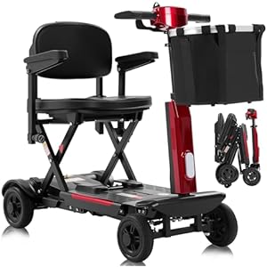MS02-F 12-30Miles 4 Wheels Foldable Mobility Scooter for Adults&Seniors, 46Lbs Lightweight & 350W Powered Electric Folding Wheelchair, Removable Battery Compact & Convenient for Travel Ms02f