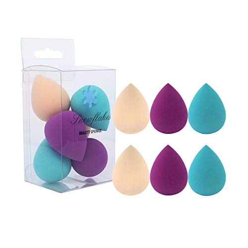 Snowflakes Makeup Blender Sponges beauty, 6 Pcs Makeup Sponges for Foundation, Powder,Concealer and BB Cream. Apply to Face,Corner of Nose, and Under Eyes,Highlight and Contour, LATEX Free. (small)