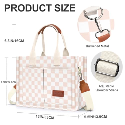 Image of Canvas Tote Bag for Women with Pockets Crossbody Bag Tote Shoulder Handbags Casual Work Bags Everything Tote Bag