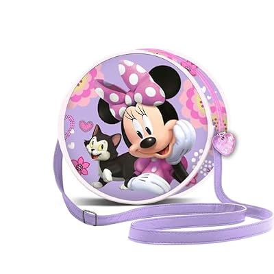 Disney Minnie Mouse Cat-Borsa a Tracolla Rotonda, Lilla, 18,5 x 18,5 cm