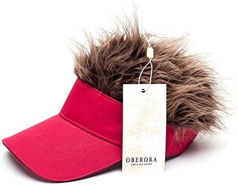 OBERORA Flair Hair Visor Sun Cap Wig Peaked Adjustable Baseball Hat with Spiked Hairs