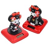 Garneck Solarbetriebene Kimono Puppen Wackelkopf Dekoration 2 Stück Aus Kunststoff Leichte Auto Und Tischornamente Für Innenraum Und Büro