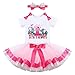Elephant Baby Girl My First 1st Birthday Outfit One Year Old Party Cake Smash Photo Shooting Costume Bowknot Cotton Short Sleeve Romper Princess Tutu Tulle Skirt Headband 3pcs Set Pink 1T