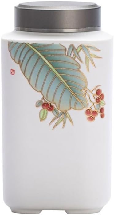 Tea Container Mini Portable Travel Tea Canister Ceramic Small Alloy Lid Sealed Storage Hidden Warehouse