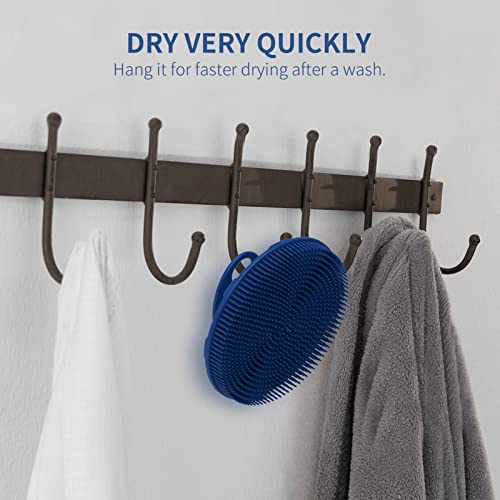 Image of Silicone Body Scrubber, Shower Bath Scrubber, More Hygienic Than Traditional Loofah, Lather Nicely, Long Lasting, Gentle Exfoliating Brush for Women Men Baby Sensitive Skin, 1 Pack, Blue