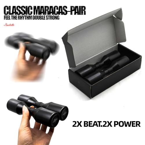 Beatello Shaker Musical Instrument, ABS Shell with Steel Shot Fill, Bright & Loud Rhythm Shakers for Live Performance/Band/Stage, Create Rich Layers, Available in Black/Silver (Black)