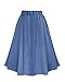 Mujeres Largo Denim Falda De Mezclilla con Botones Casual Jeans Vaqueras Plisada...