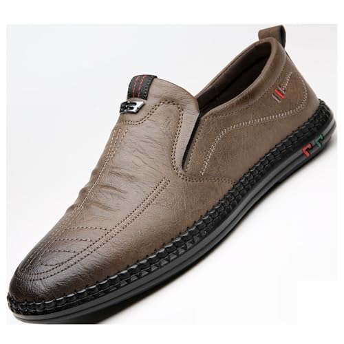 Men's Slip On Soft Sole Casual Leather Shoes Fashion Comfortable Spring Walking Shoes for Dad Middle Age3