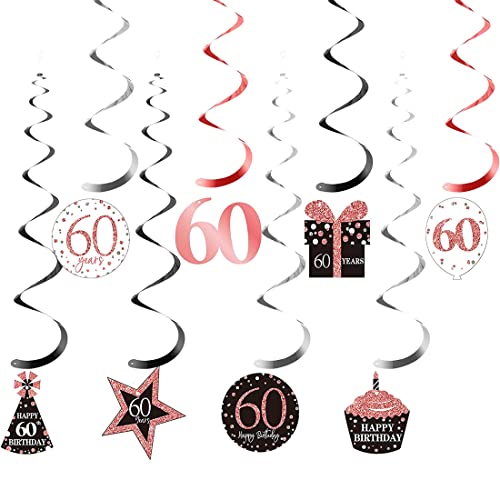 Decoraciones Para Fiesta De 60 Cumpleaños, Fiesta De 60 Cumpleaños, Cubierta De Remolinos Colgantes De Oro Rosa, Remolinos De Papel De Aluminio Brillante Para Decoración De Cumpleaños,30 Unidades Cover