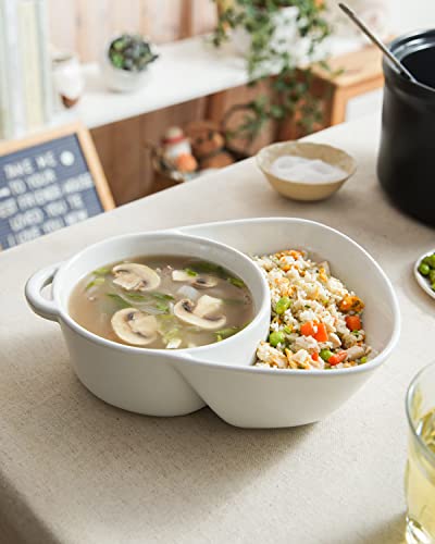 Le Tauci Chip And Dip Bowls, Anti-Soggy Cereal Bowl, Soup And Side/Cracker Bowls Sets For Breakfast, Soup And Sandwich, Bread Dipping Bowls, Set Of 2, White #TOP4