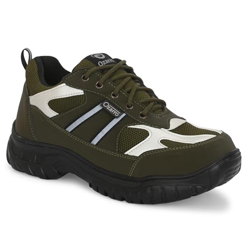 Image of Ozarro Olive Genuine Leather Steel Toe Safety Shoe for Mens (S4452)