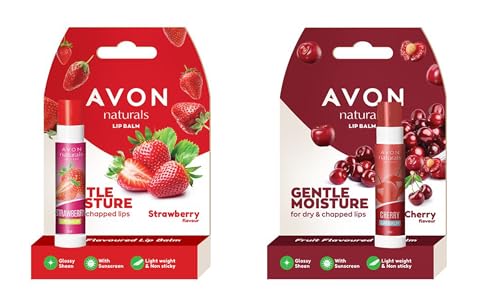 Avon Naturals Lip Balm, Strawberry and Cherry Combo 4.5 Gram Each, Avon Lip Balm