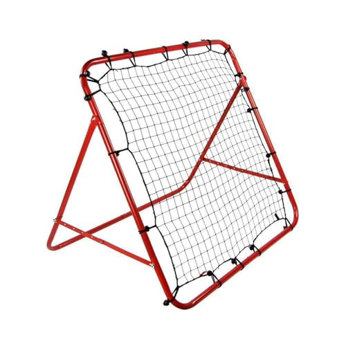 Roadoor Adjustable Soccer Rebounder Net, Portable Kickback Training Equipment with High Elasticity Net, Foldable Soccer Training Aid, Multi-Angle Rebounder for Passing Drills and Ball Control Red