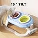 Elevated Cat Bowls, Adjustable Cat Food Bowl Angle Ceramic, Raised Dog Cats Bowls Elevated Pet Food and Water Bowl, Non-Slip Tilted Pet Feeder Anti Spill for All Cats Puppies（Blue）