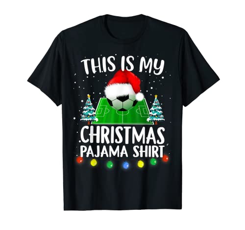 Divertida pelota de fútbol decoraciones de árbol de Navidad pijama de Navidad Camiseta