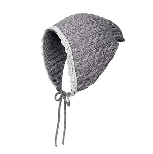 UniqKaliber Crochet Hair Bandanas Headscarf, Lace Knitted Women Hair Scarf Vintage Headband Casual Adult Caps for Women Grey