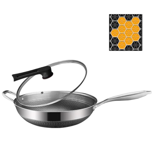 Wok de Acero Inoxidable 12.6 Pulgadas con Revestimiento Antiadherente