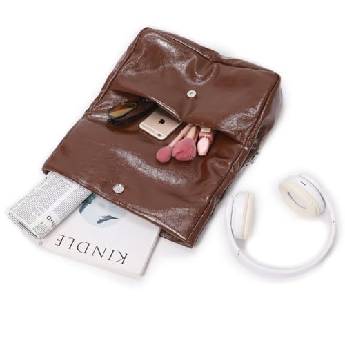 Image of Crossbody Bags for Women Trendy Vegan Leather Hobo Purses Shoulder Handbags With Wide