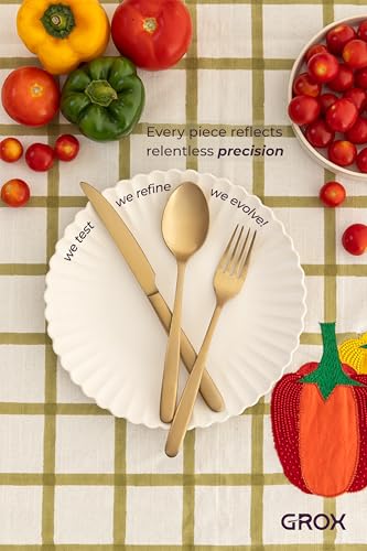 Image of GROX Curve Medium Spoon - Set of 6 | Champagne | 17 cm | 304 Stainless Steel 18 /8 | Contemporary Dining Spoon