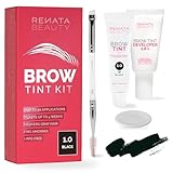 RB RENATA BEAUTY Kit de Teinture pour Sourcils – Kit de Coloration des Sourcil Avec Couleur, Crème Oxydante et Brosse – Effet Longue Durée Jusqu'à 4 Semaines – 30 Utilisations [Noir]