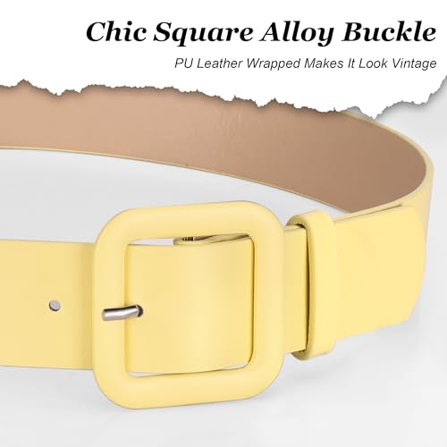Womens Belts for Jeans Dresses Chic Faux Leather Belt with Square Buckle4