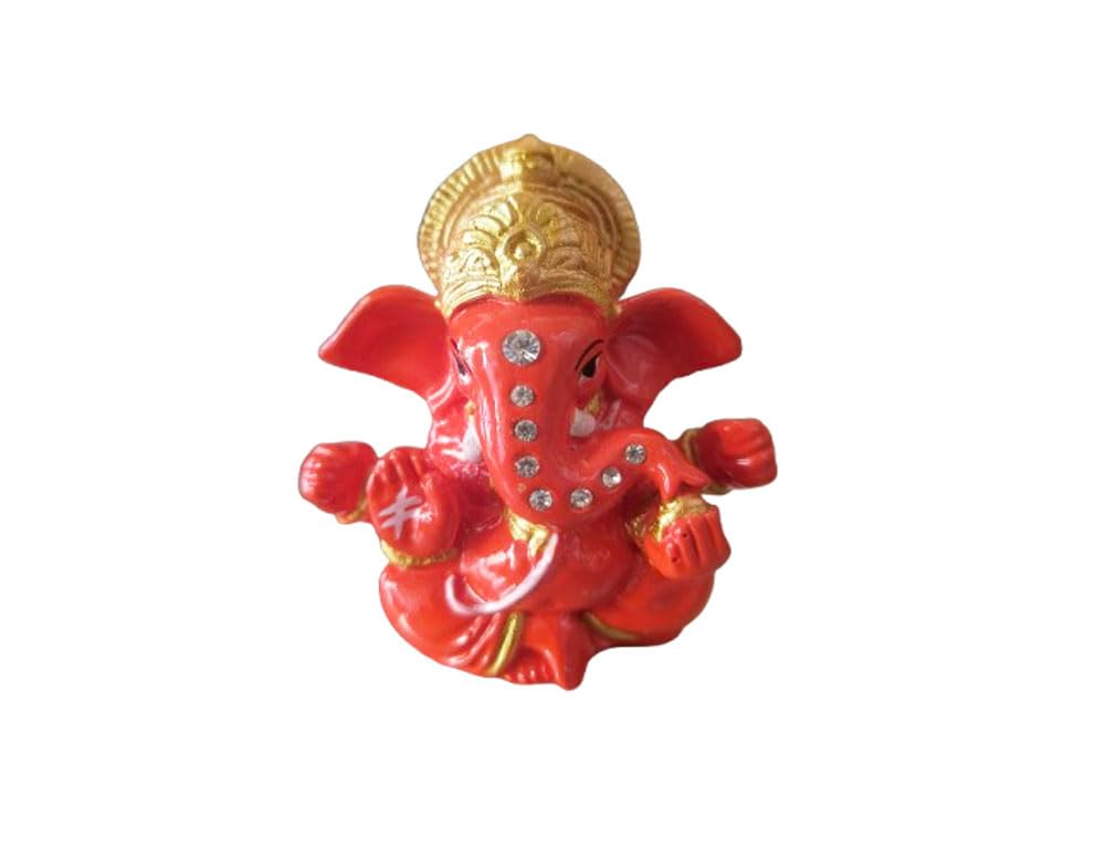 Sahishnu Online & Marketing Orange Ganesha Idol Statue, Ganesha Decor For Home/Car Decor (Orange)