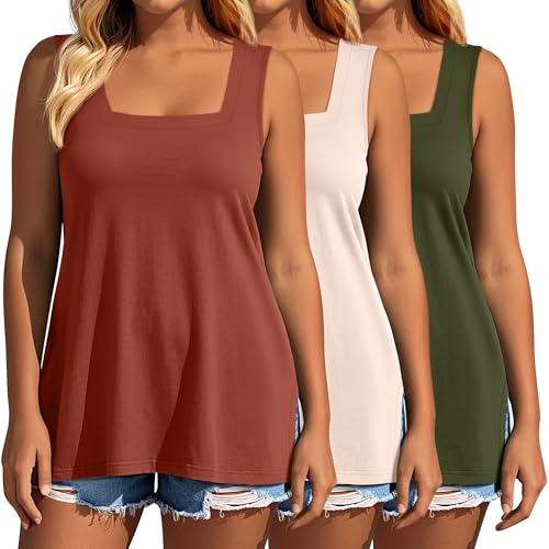 Evervibe 3 Pack Women's Plus Size Tank Tops 1X-5X, 3-Color, 4X-Large
