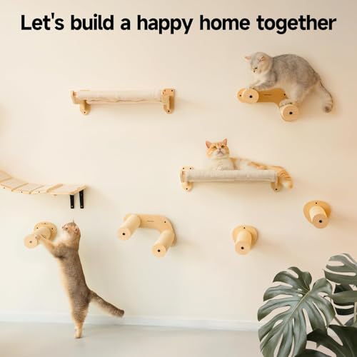 MEWOOFUN Katzenhängematte zur Wandmontage mit abnehmbarem Bezug, 52x32cm große Katzenwandmöbel aus