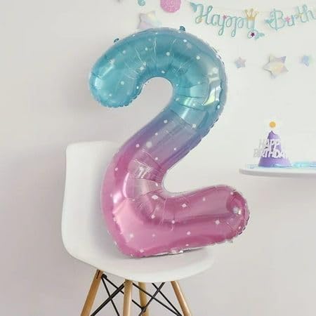 Image of 2 Balloon Numbers Birthday Decorations, 40In Pink Purple Blue Balloons | Eye-catching Appearance, Perfect Decorative Centerpieces, Convenient Self-sealing Structure, Widely for Various Occasions