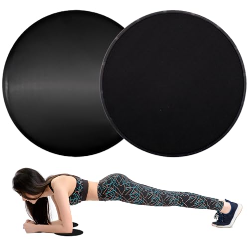 2 Pack Black Core Sliders, 7.09×7.09×0.71in (18×18×1.8cm) – Dual-Surface Gliding Discs for Pilates, Home Workouts & Abdominal Training