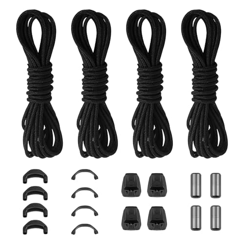 4 Stück Schnürsenkel Set für Salomon Speedcross und Skischuhe, Quicklace Shoelace Kit, Ohne Binden, 140 cm, 2 mm, Schnellverschluss System, Ersatz Schnürsenkel für Herren, Damen, Kinder, Robustes