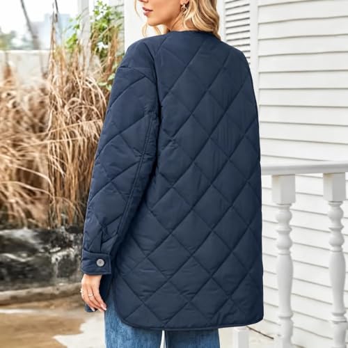 YRAETENM Quilted Jackets for Women Warm Mid Length Lightweight Puffer Coats - image 4