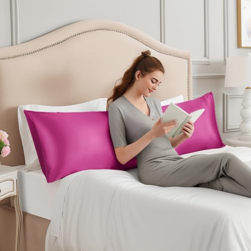 Image of INFIIXSO Silk Pillowcase Hot Pink 20 inchx54 inch