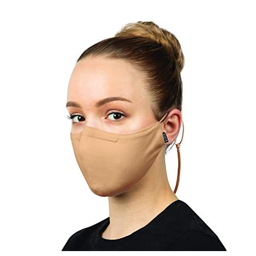 Bloch unisex adult Soft Stretch Reusable With Lanyard and Moldable Nose Pad (Pack of 3) Face Mask, Sand, One Size US