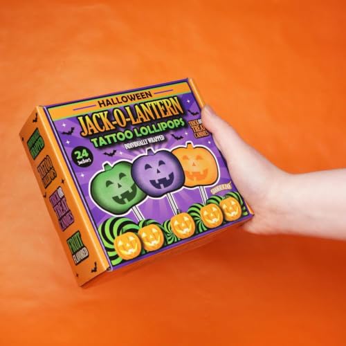 Halloween Pumpkin Tattoo Lollipop, Individually Wrapped, 24 Count | Treat or Treat Suckers, Assorted Fruit Flavors, Seasonal Party Favors, Easy to Share, Boo Basket Fillers - image 3
