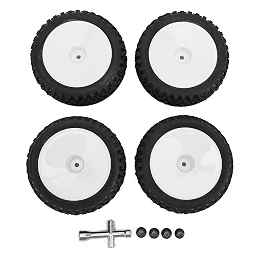 SUNGOOYUE 4Pcs RC Front & Rear Wheels and Tires with 12mm Hex Wrench&Nut for 1/10 RC Off Road Car Upgrade Parts(White)