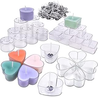 Tea Lights Candle Moulds & Candle Wicks for Making Candles, TRINIDa Candle Making Kit for Tea Lights, 30 Plastic Tealight Cups and 100 Wicks for Wax Melts, Clear Heat-Resistant Votive Containers