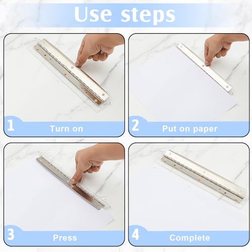 Image of 2 Pcs 3 Hole Puncher for Binder Portable 3 Hole Puncher for Ring Binders with 10 inch Ruler 5 Sheets Capacity for Office and School Supplies (Clear)