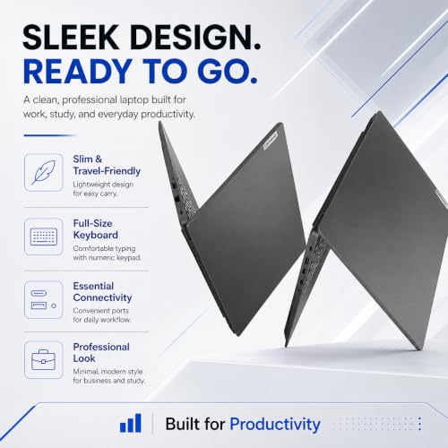 Image of Lenovo 2026 V15 Slim Laptop | 15.6 inch Anti-Glare FHD Display | Intel Powerful Quad-Core Processor | 8GB DDR5 RAM | 512GB SSD | Wi-Fi 6 | RJ45 Ethernet | Long Battery Life | Win 11 Pro | MS 365 Web