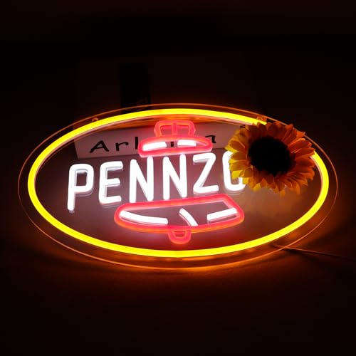 Image of WonderfulLife Pennz Oil Neon Sign for Garage Decor,Motor Oil Led Signs for Man Cave Lube Store or Auto Repair Store Display Lighting,5V USB Easy Hanging.