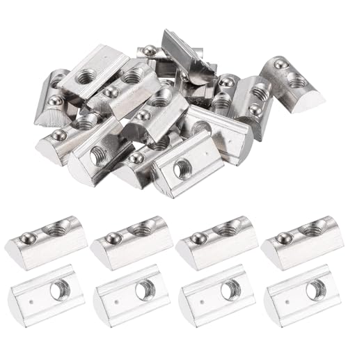 uxcell 20Pcs M6 T Spring Nut Fastener Carbon Steel Nickel Plated