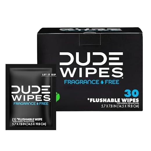 DUDE Wipes On-The-Go Unscented Travel Wipes - 30 Count (Individually Wrapped) - Extra-Large Adult Flushable Wipes for Sensitive Skin - Infused with Vitamin E and Aloe - Septic and Sewer Safe
