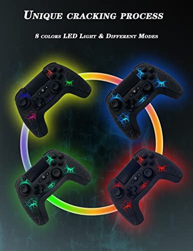 Image of TJPD 2-Pack Wireless Controller for PS4 /Pro /Slim & PC，2 Programmable Rear Buttons, RGB Lighting, 1000mAh Battery, Dual Vibration, 6-Axis Gyro, Built-in Speaker & Audio Jack (Blue)(Black)