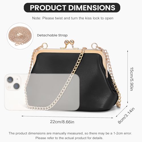 Image of Mini Women's Kiss Lock Crossbody Bag PU Small Top Hand Handbags Kiss Clasp Crossbody Purses Evening Clutch