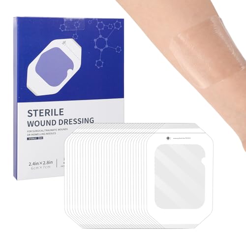 Transparent Film Dressing 50 Packs 6cm x 7cm Waterproof Adhesive Clear Wound Bandages Cover for IV Shield Tattoo Aftercare Shower Protector Sterile and Breathable