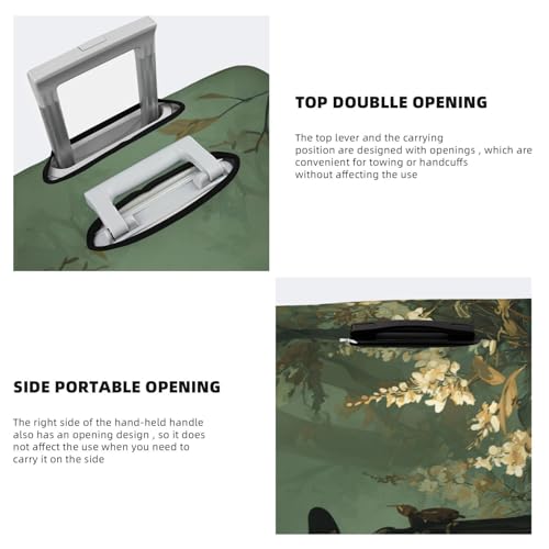 Witch White Cat In Green Forest Elastic Travel Luggage Covers Dustproof Scratch-Resistant Suitcase Protector Fit 22-24 Inch3